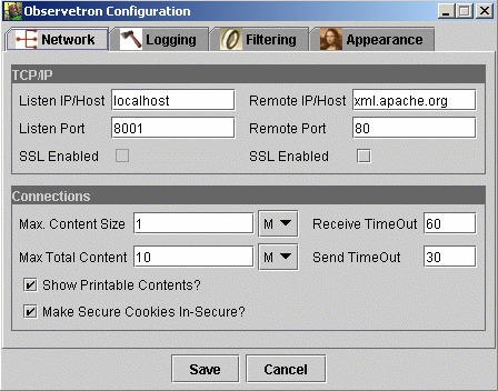 Configuration window